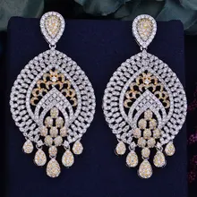 GODKI 68mm Luxury Popular Geometry Drop Full Mirco Cubic Zirconia Naija Nigeria Wedding Earring Fashion Jewelry