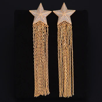 

New Style Trendy Star Chains Long Tassel Dangle Drop Earrings For Women Girls