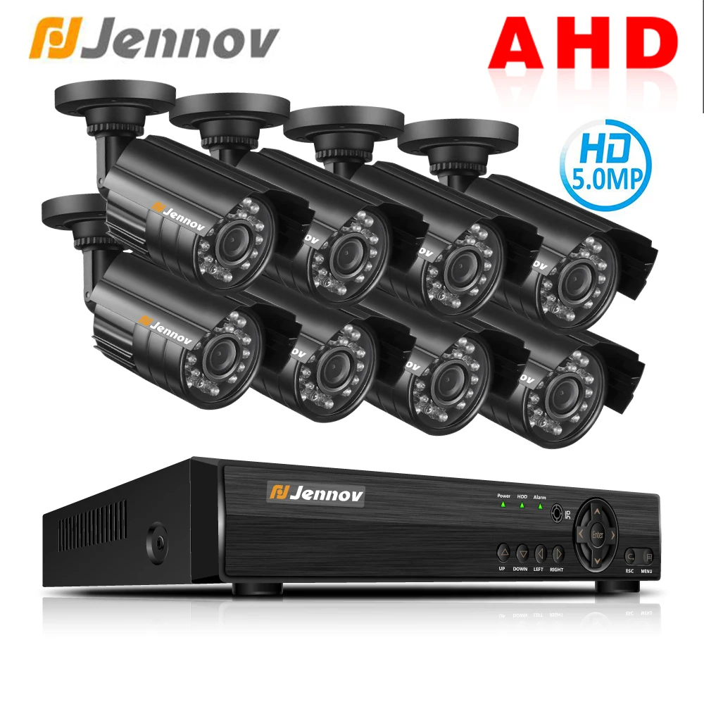 

Jennov AHD Camera 8CH 5.0MP DVR Kit CCTV Set Security Camera System Video Surveillance System P2P Remote View Waterproof IR-C