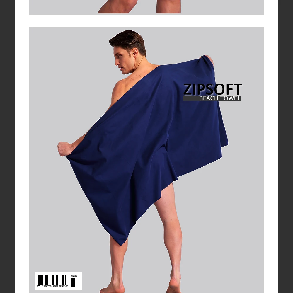 Zipsoft, пляжное полотенце, большой размер, рождественский подарок, банное полотенце, микрофибра, для плавания, спортивное, впитывающее, быстросохнущее, мочалка с черной сумкой