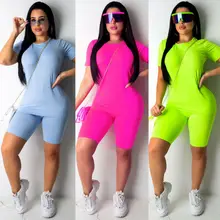 Outfit Tracksuit Shorts Workout-Clothes Fitness Women Casual 3-Colors Crop-Top Female