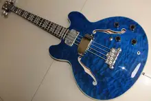 Wholesale New Arrival 4 String Jazz electric bass guitar Semi Hollow Bass ES 335 Mode In Blue 120318