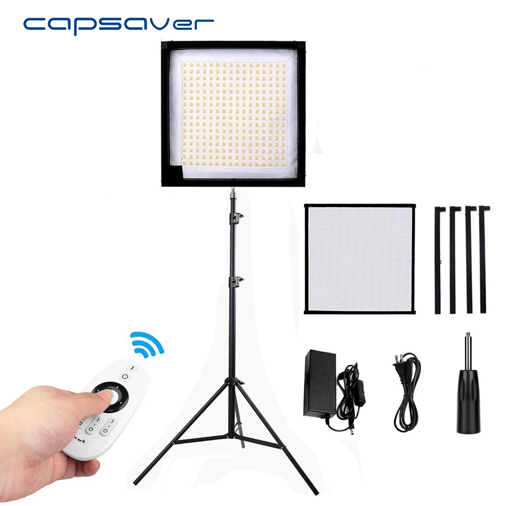

capsaver FL-3030 LED Video Light with Tripod Flexible Photography Lighting Panel Light 30*30cm CRI90 5500K + Remote Control