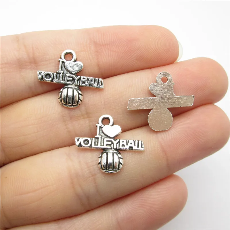 70pcs(18*16mm) Antique Silver love volleyball Charm fit for pandora