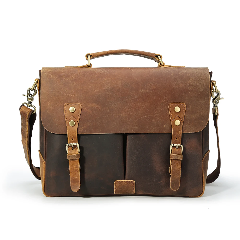 Tiding British College Messenger Bag Briefcase Outdoor Leisure Crazy Horse Leather Shoulder Messenger 1462