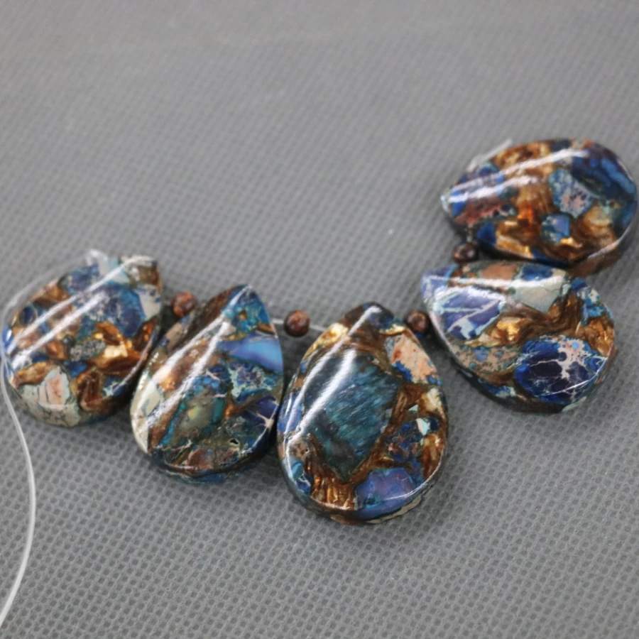

2strands 10pcs New Arrival Blue Imperial Emperor Stone Pendant Beads, Top Drilled Slab Shape Accessories Jewelry Making Women