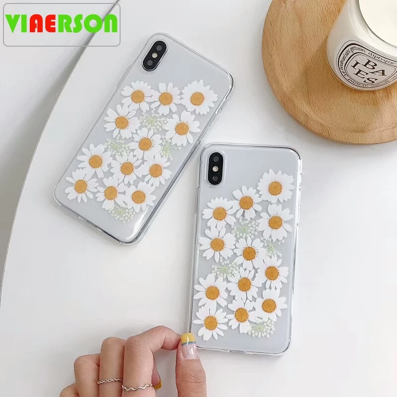 Ins ромашка цветок чехол для samsung Galaxy S10 S9 Plus Мягкий телефона прозрачный из ТПУ Coque