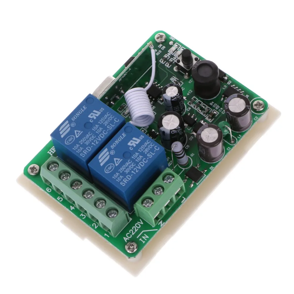 

KR2202-4 Remote Control Switch AC 220V 2CH Relay Receiver Module + 2Pcs RF 433Mhz Wireless Remote Controls