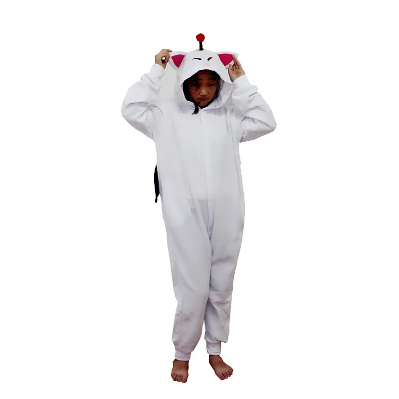 Moogle Children's Cartoon Kigurumi Kids Onesies Pajamas Final Fantasy Cosplay Costume for Halloween Carnival Party