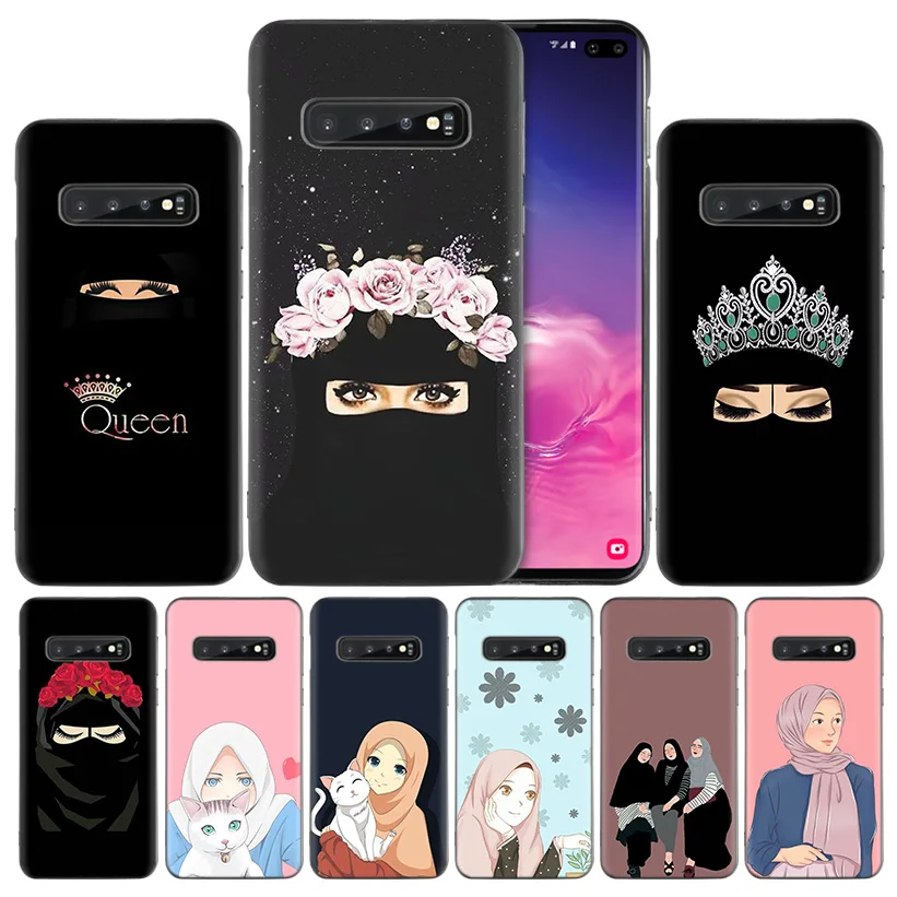 

Muslim Islamic Gril Eyes Black Silicone Case Cover for Samsung Galaxy S10 S10e 5G S9 S8 S7 S6 Edge J8 J6 J5 J4 Plus 2018