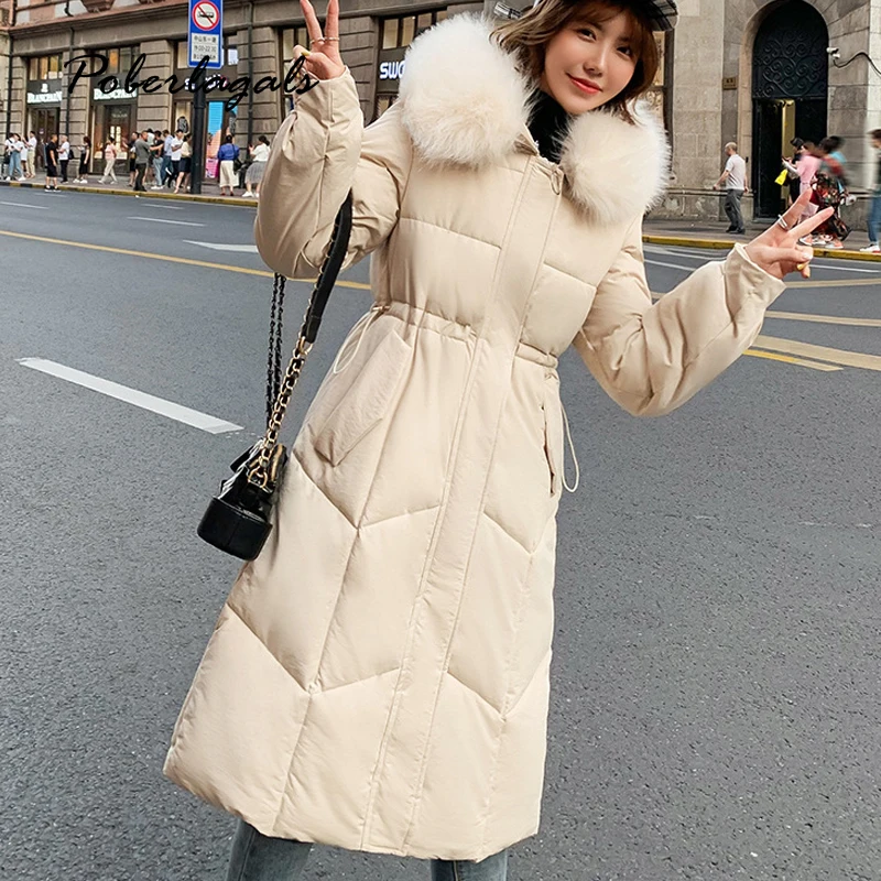 

Winter jacket parkas 2019 autumn women Korean cotton-padded jackets coat women's thick fur collar warm waist long coat parka