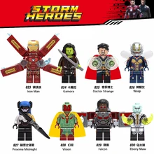 Super Hero Infinito Figura Guerra Homem De Ferro Avengers Doutor Estranho Falcon Proxima Noite Bucho de Ébano Conjunto de Blocos de Construção de Brinquedos X0187
