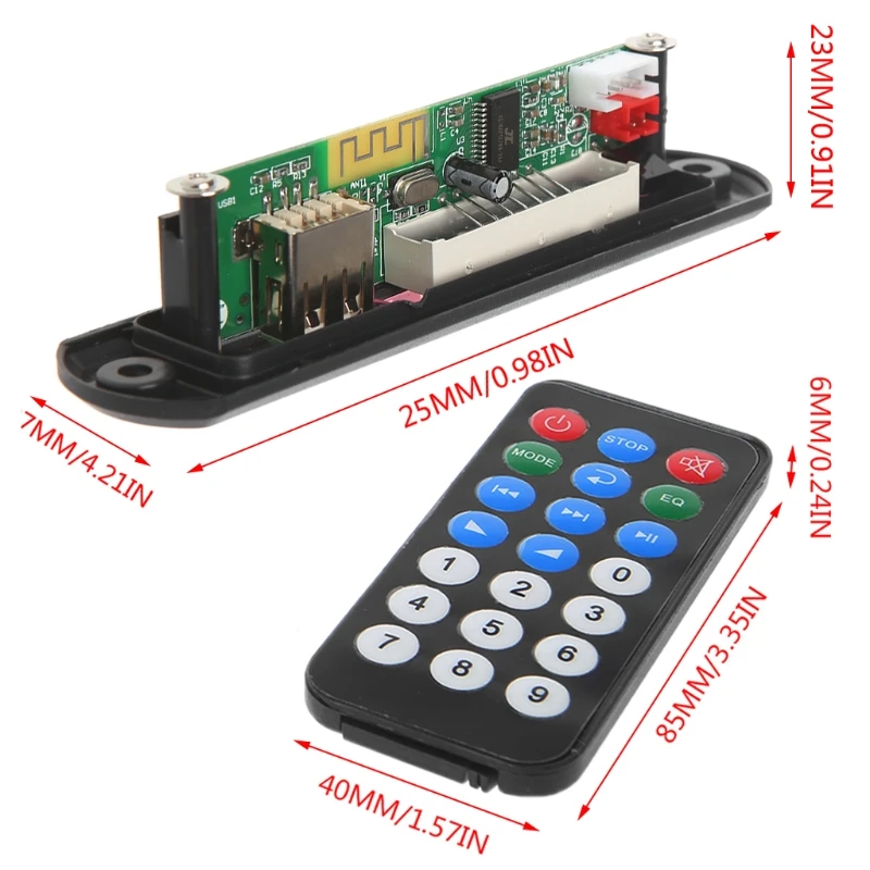 Беспроводной Bluetooth Remote 12 В MP3 WMA декодер доска аудио модуль USB TF радио