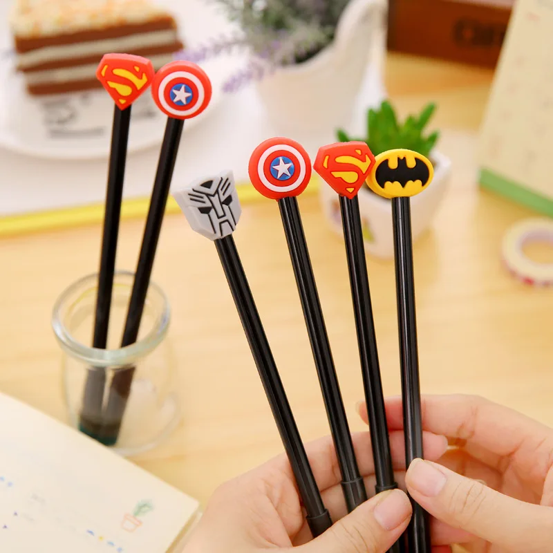 

0.38mm Marvel Superhero Alliance Black Gel Ink Pen Superman Batman Captain America Transformers Super Heros Signature Pen