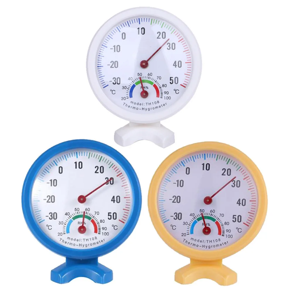 Mini Round Clock Shaped Indoor Outdoor Hygrometer Humidity Thermometer