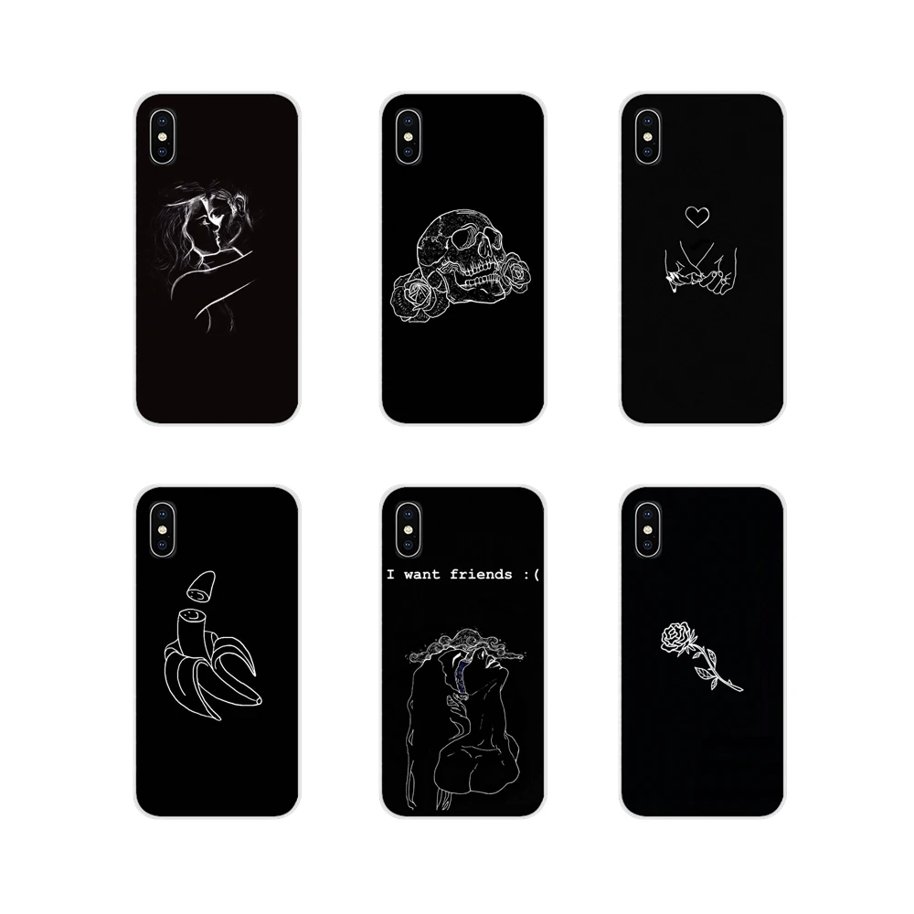 Чехол для телефона Apple iPhone X XR XS MAX 4 4S 5 5S 5C SE 6 6S 7 8 Plus ipod touch Art White Line Kiss Love Heart Flower