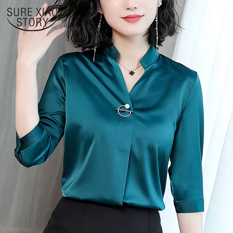 womens clothing plus size chiffon women blouse V-neck office work blouse summer women shirts womens tops and blouses 3052 50