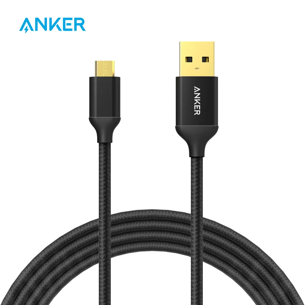 Anker Nylon плетеный поводок Бесплатный Micro USB кабель с позолоченными разъемами для