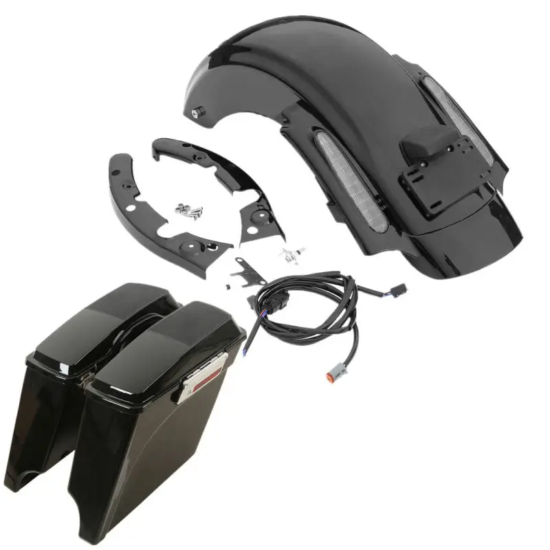 

Motorcycle 5" Stretched Extended Saddlebag Rear Fender For Harley Touring Models Road King Street Electra Glide FLHR 09-13 10