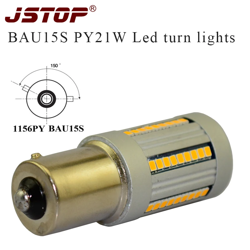 

JSTOP 2pcs No Resistor Required Yellow LED BAU15S 7507 PY21W 1156PY LED car Bulbs For Front Turn Signal Lights(No Hyper Flash)