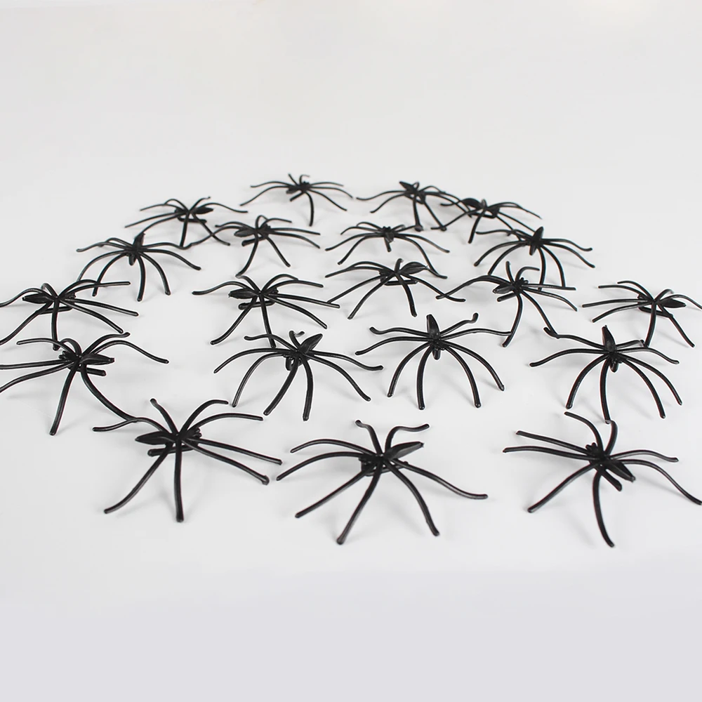 100 шт 4,5 см черные пластиковые пауки DIY розыгрыши паук реквизит для вечерние принадлежности для фестиваля Хэллоуин шалость украшения H0356