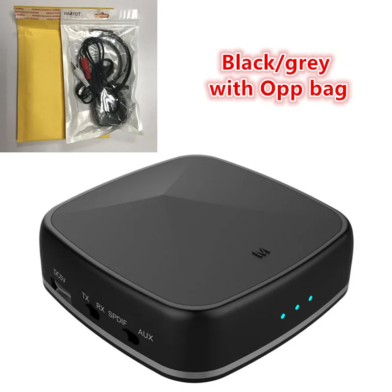 black grey no box Bluetooth 5,0 передатчик Беспроводной аудио ресивер стерео звуковой адаптер с оптический Toslink/SPDIF/AUX Aptx HD приемник для ТВ - Цвет: black grey no box