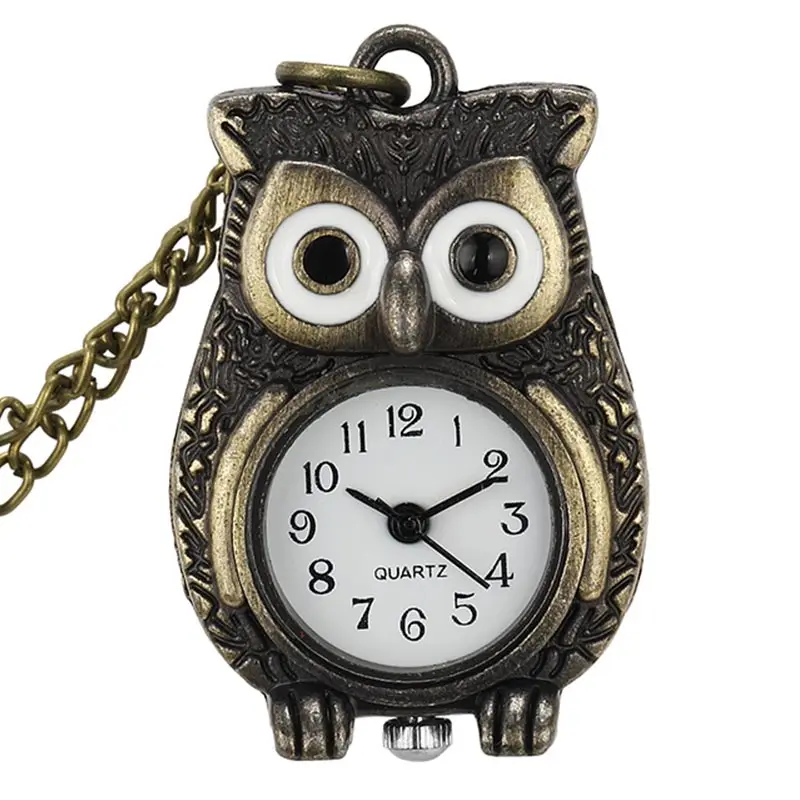 Винтажные бронзовые милые карманные часы с совой брелок цепочка ожерелье кулон флип чехол часы для мужчин женщин животные карманные часы - Цвет: owl 3