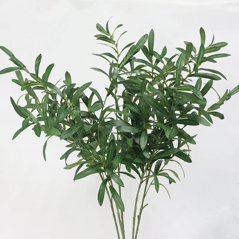 Flone Simulation Olive Branch Artificial Green Plant Leaves Artificial Flowers Branch For Home Wedding Party Decor (14)