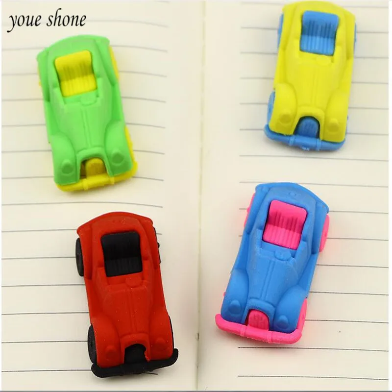 4PCS mini erasers Stationery cute car styling Eraser for kids School