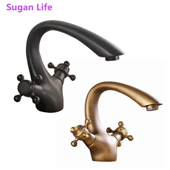 

Sugun Life NEW Soild Double Handle Control Antique Faucet Kitchen Bathroom Basin Mixer Tap Hot Cold Bath Mixer Water Tap