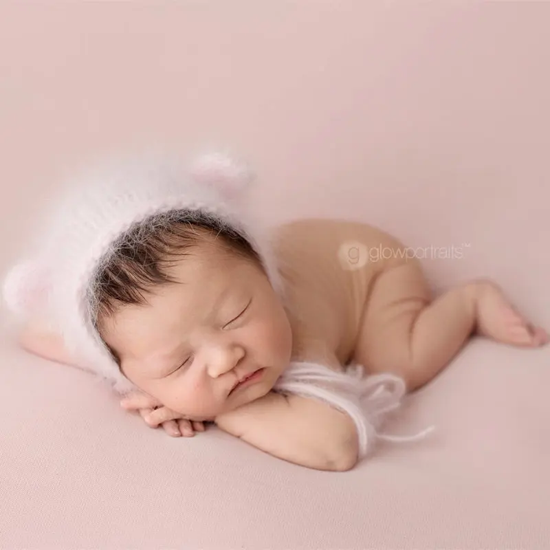 Пушистая шляпа новорожденный реквизит для фотосъемки, Шапочка-медвежонок ручной работы для фотосъемки