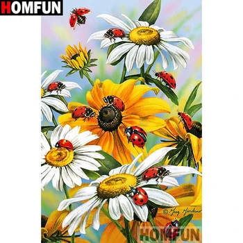 

HOMFUN Full Diamond Embroidery "Flower ladybug" Diamond Painting Cross Stitch Patterns Rhinestone Unfinished Home Decor A14081
