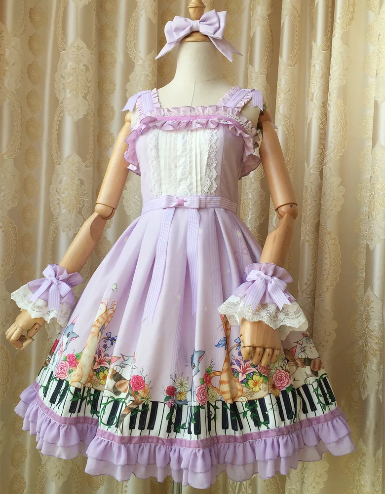 Принцесса сладкий Лолита парча сад жилет платье с принтом One Piece ZJY080|dress print|vest