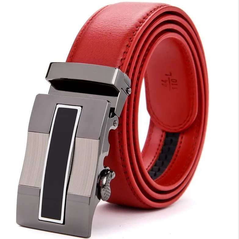 Buy high grade cow genuine leather men red belts