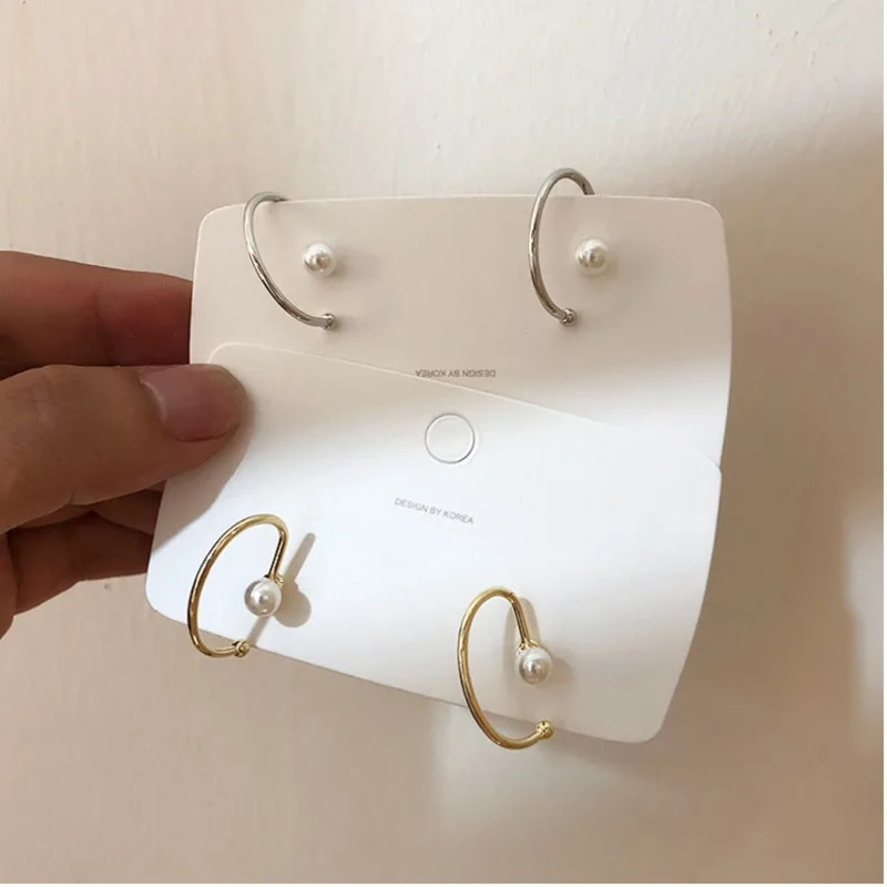 

Korean Earrings Geometric Pearl Earrings A Two-wear Fashion Female Ear Rings 2019 Sterling Silver Pearl Baroque Vintage Jewelry