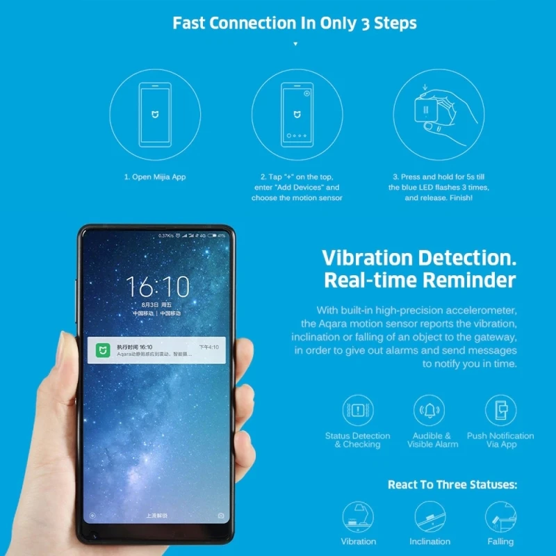 Xiaomi Aqara Zigbee датчик удара Mijia Aqara умный датчик движения Вибрация обнаружения сигнализации Монитор для Xiaomi умный дом набор
