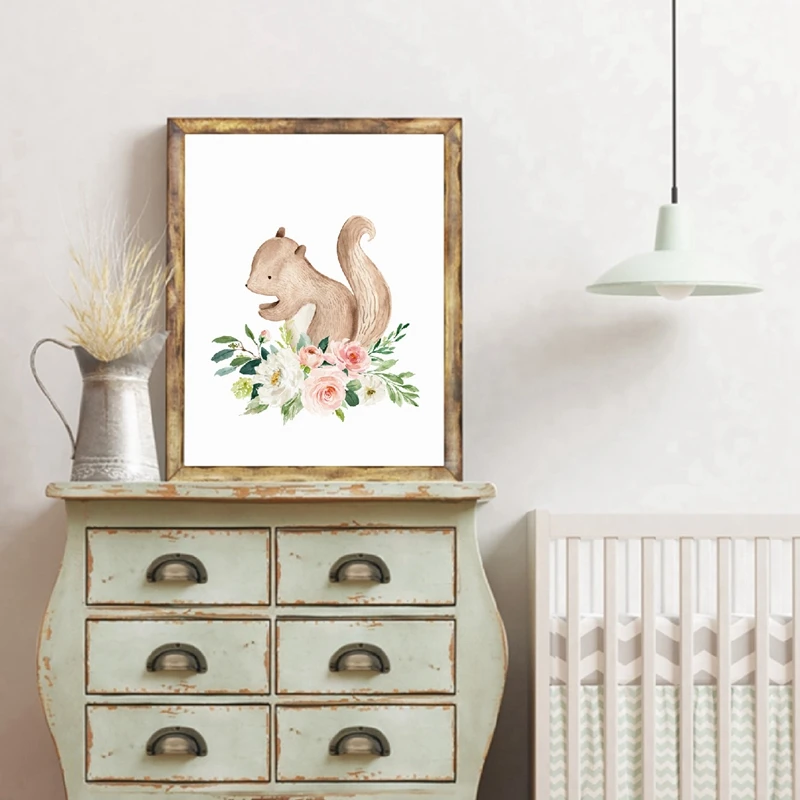 squirrel print nursery decor