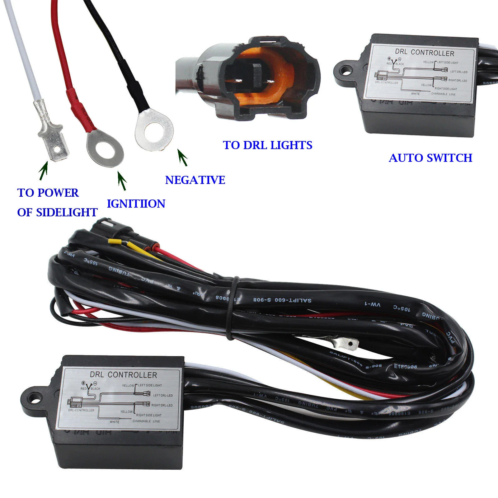 JXLCLYL 12V 3A DRL Daytime Running Light Relay Dimmer On-Off Control Switch Harness