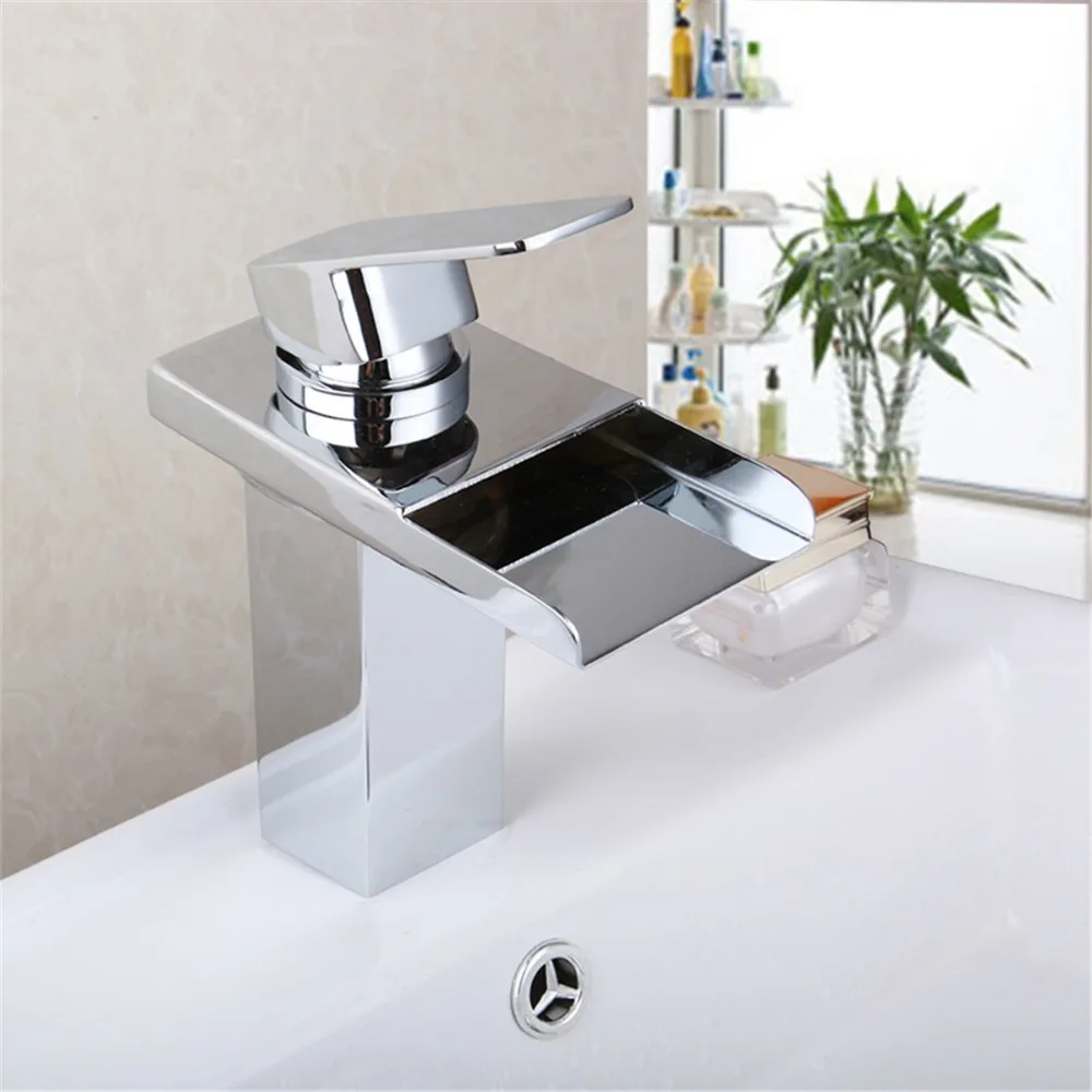 

Torayvino Chrome Polished Bathroom Basin Sink Faucet Brass Waterfall Faucets Water Power Basin Mixer Tap Deck Mounted Taps