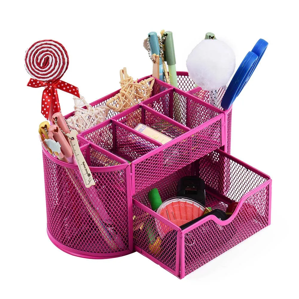

Pen Pencils Mesh Holder Stationery Container Desk Tidy Organiser Office School Household Accessories Organization Organizers Red