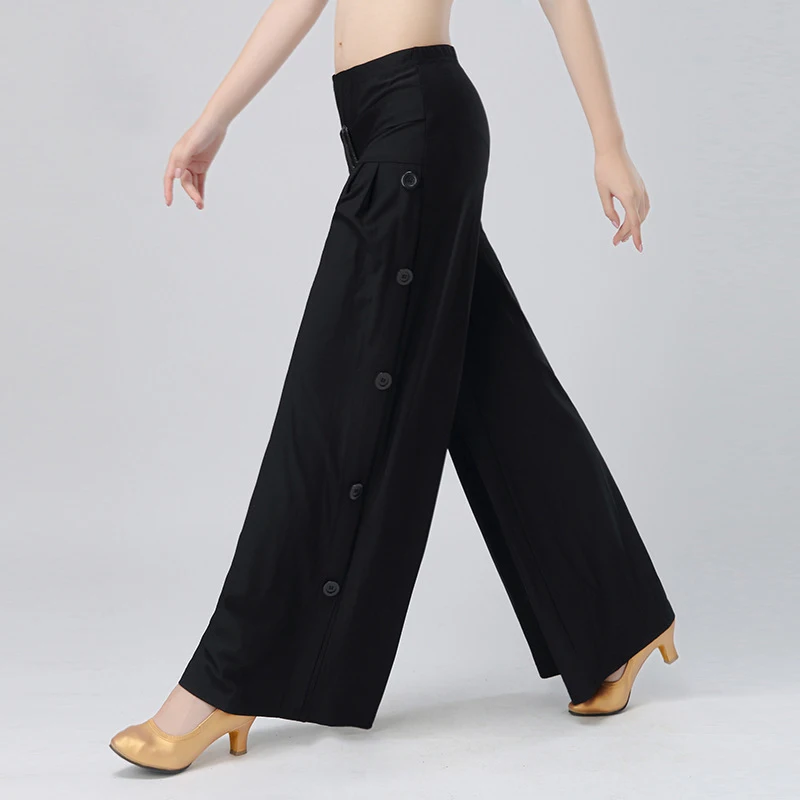 women ballroom wide legged pants classical Modern Loose Dancing trousers blackin Latin from