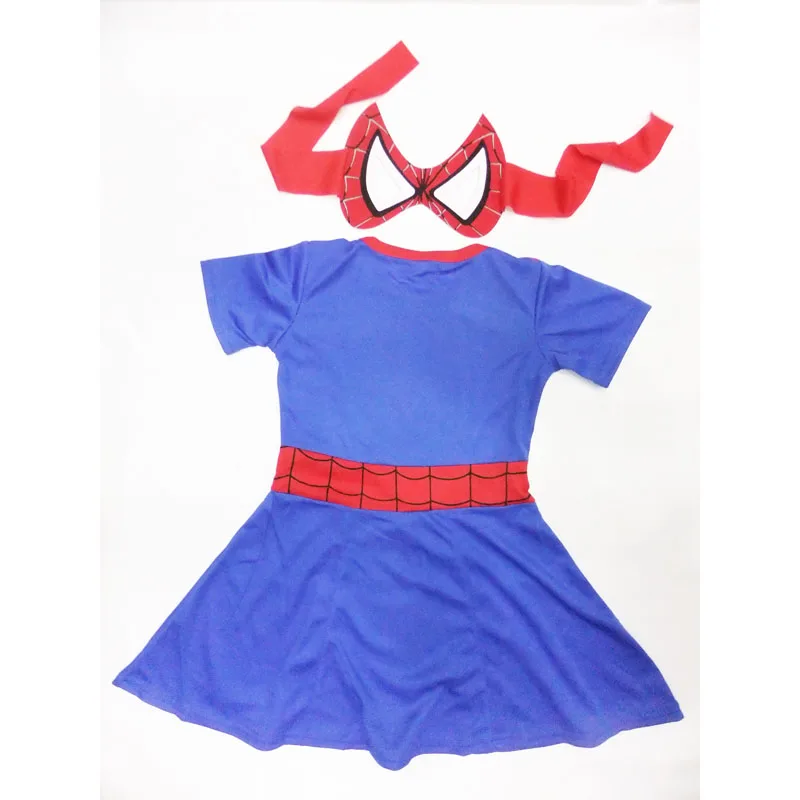 3-7years Обувь для девочек Человек-паук костюм Хэллоуин Детский костюм для вечеринок Детские Косплэй короткий рукав платье с маской S-XXL
