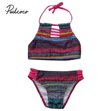 Детские купальники для девочек, детский купальник, Детский костюм, Детские купальники купальная одежда, Женский Цветной полосатый комплект из двух предметов