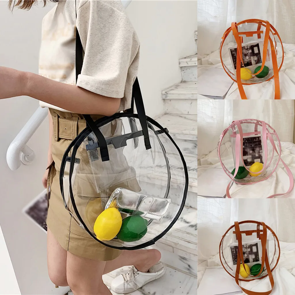 

2019 Summer Fashion Women Transparent Messenger Bag Shoulder Bag Novelty Fashion Round Hand Bag bolsos#59