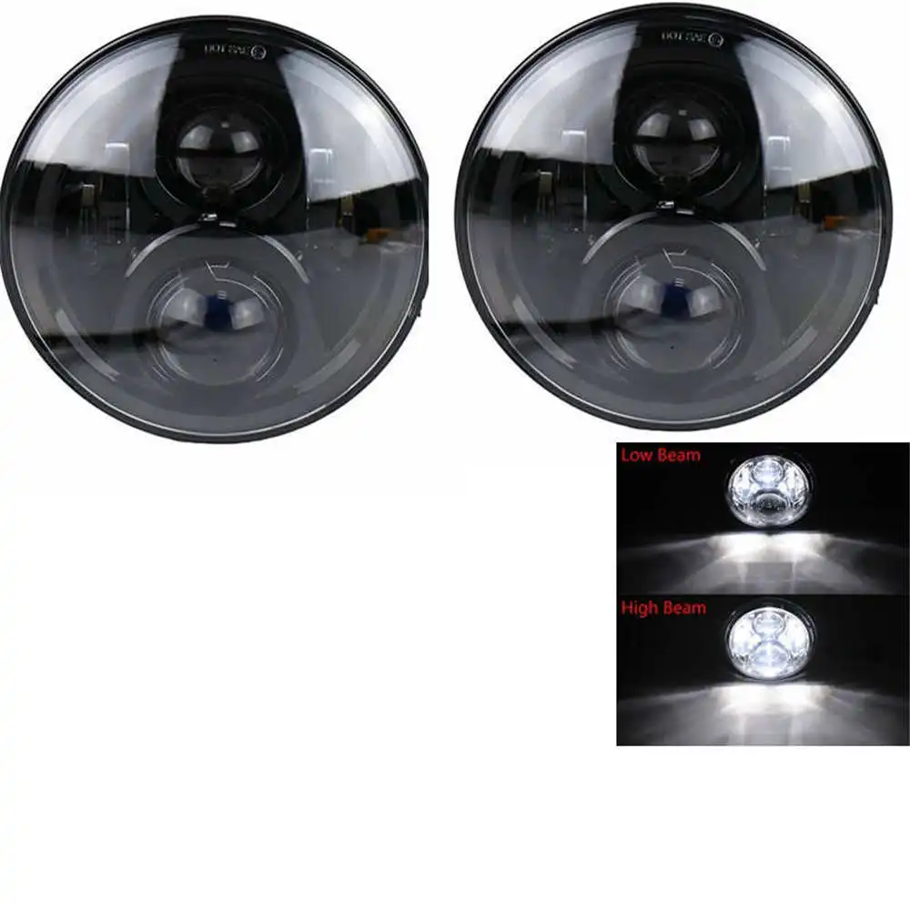 50W Headlight Black 2xFor Лада Нива 7 дюймов светодиодный головной светильник Hi/Low луч светильник Halo угол глаза DRL налобный фонарь для Jeep Wrangler Off Road 4x4 suzuki samurai - Цвет: 50W Headlight Black