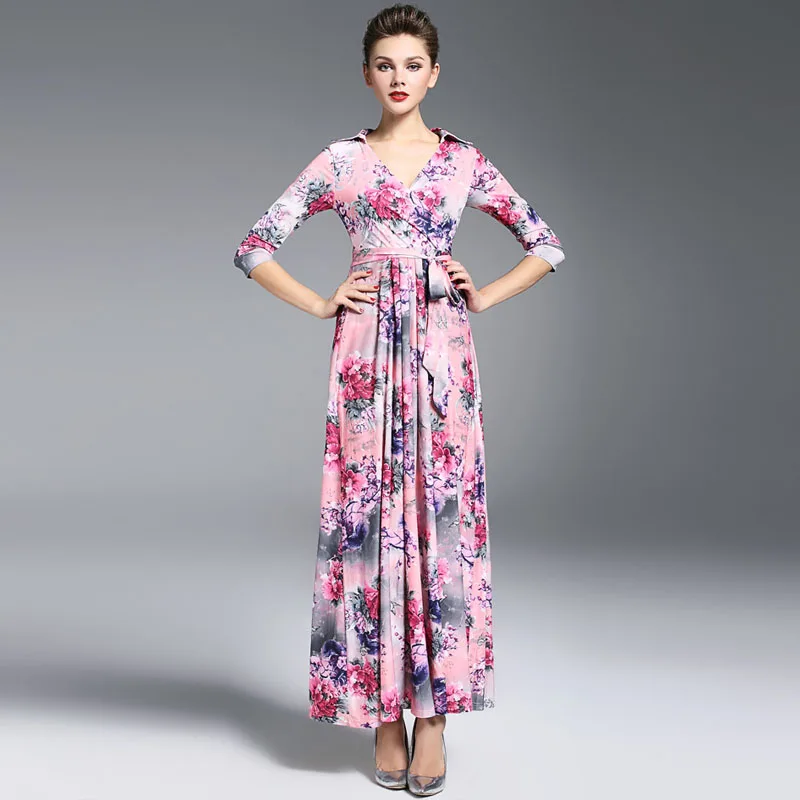 Luxury High Quality 2018 Designer Runway Maxi Dress Spring Women 3/4
