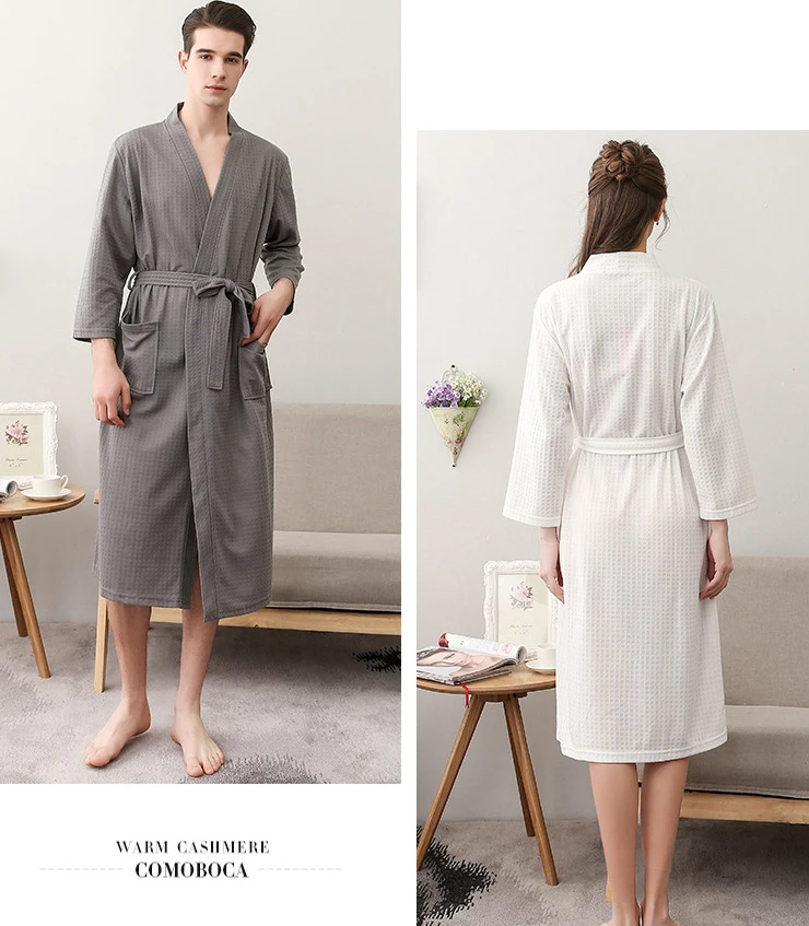 Men Woman Bathrobe Dressing Gown Plus Size M XL XXXL Lovers Summer Male Female Lounge Robes Nightgowns Couple Autumn Robe       5