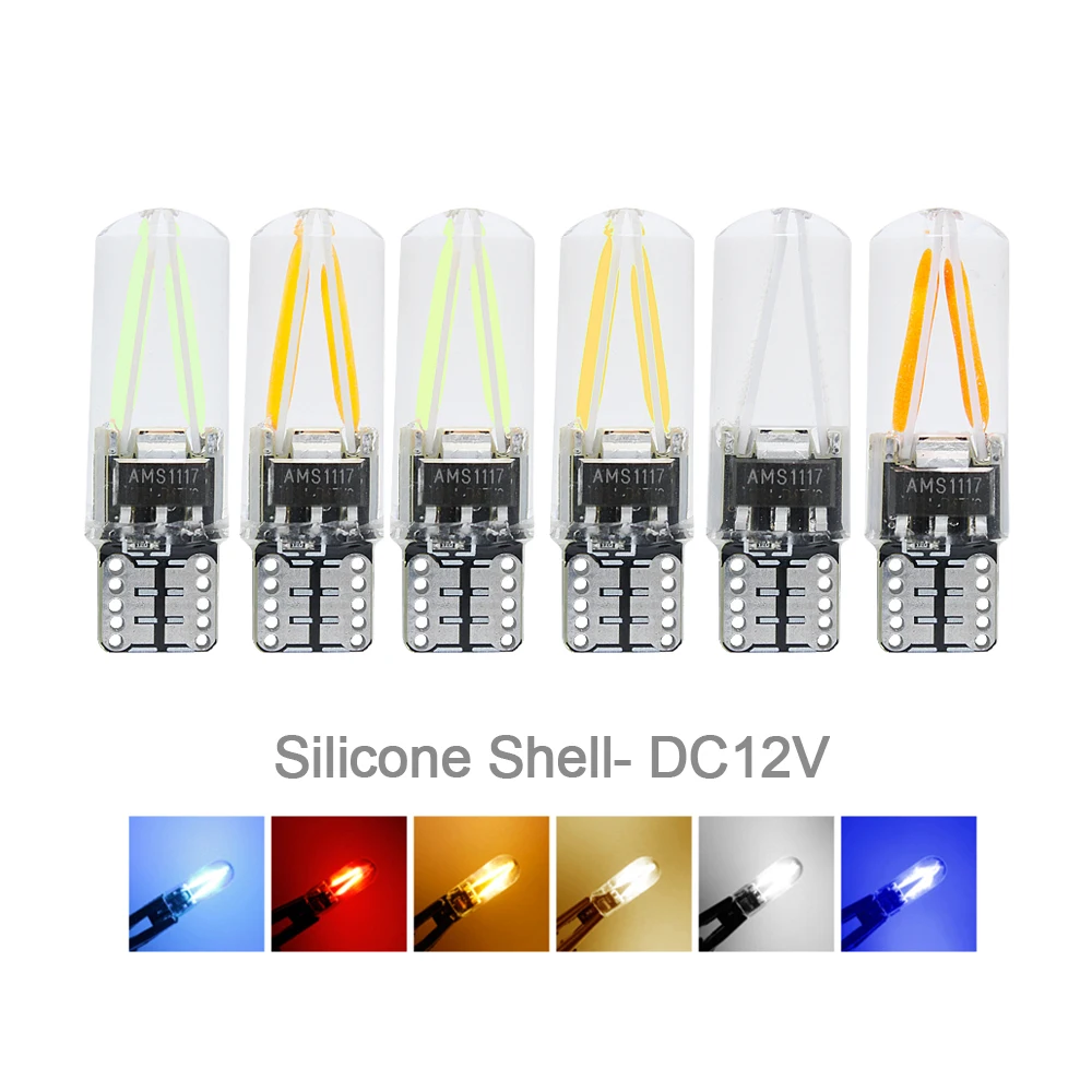 T10 светодиодный светильник накаливания Cob Smd стеклянный силиконовый корпус DC 12V 24V