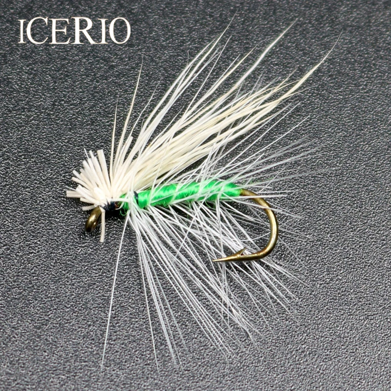 

ICERIO 8PCS Green Body Caddis Fly for Trout Fishing Lures Size #10