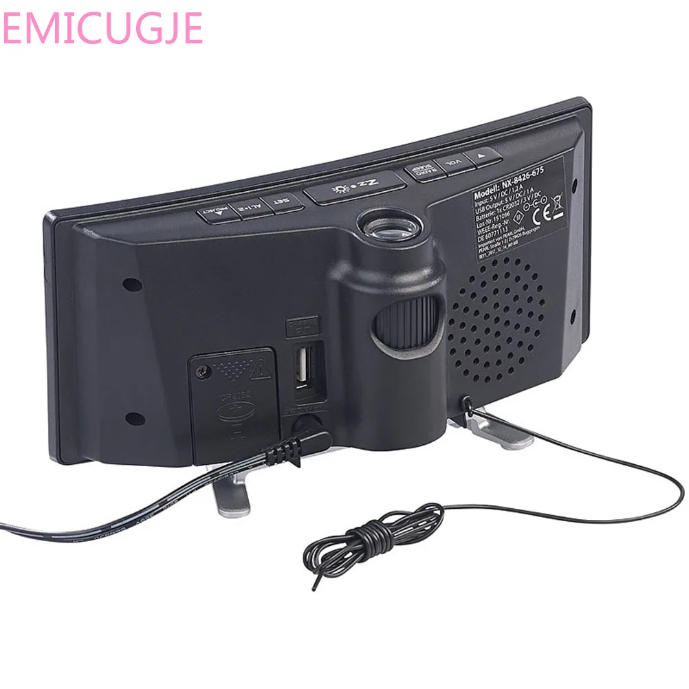 Настольный проектор часы USB зарядное устройство Порт ночные огни Повтор двойной звук FM Радио цифровые часы светодиодный электронный